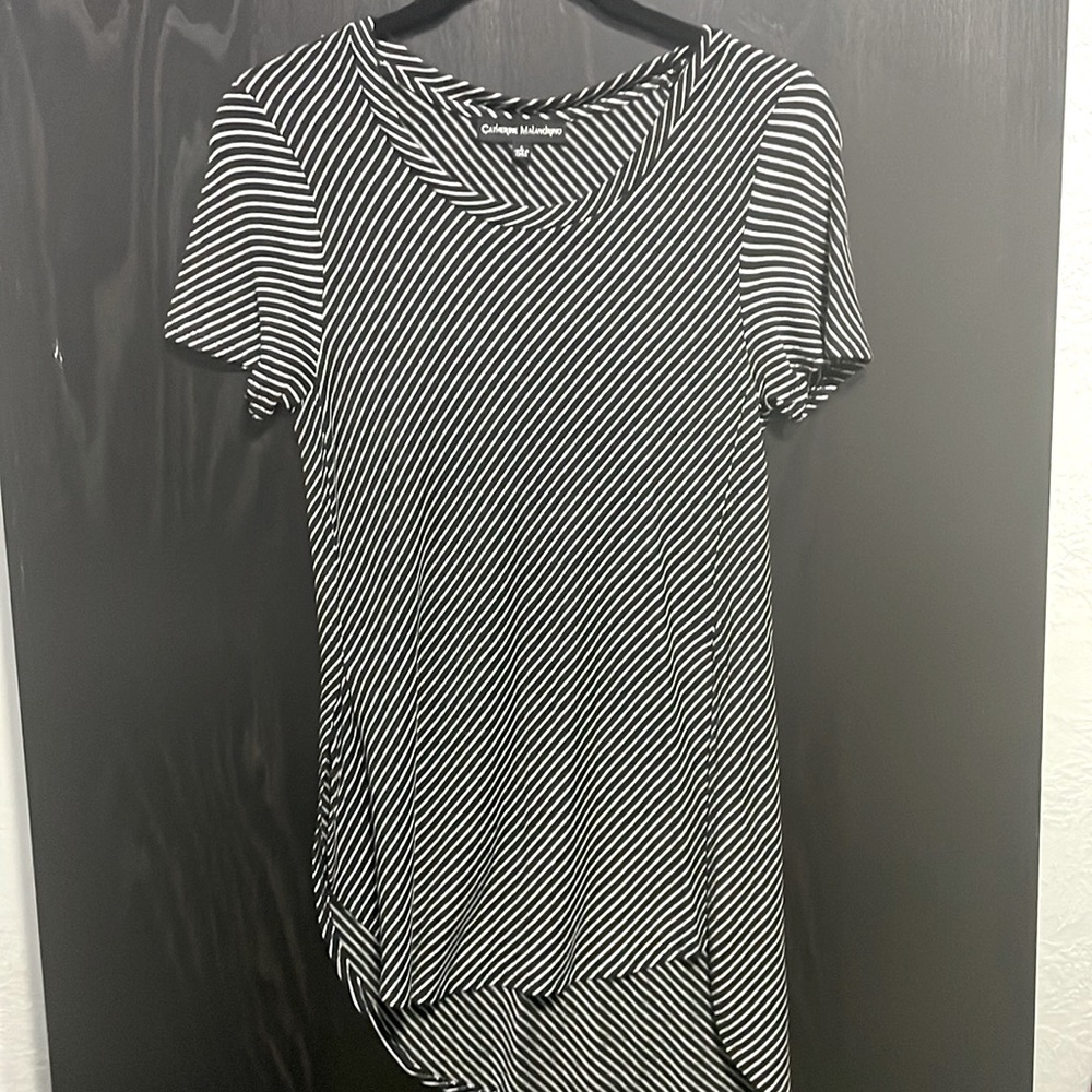 NWT Catherine Malandrino Small High Low Top Black White